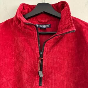 Vintage Structure Corduroy Ribbed Pullover Mens XL 1/4 Zip 100% Cotton